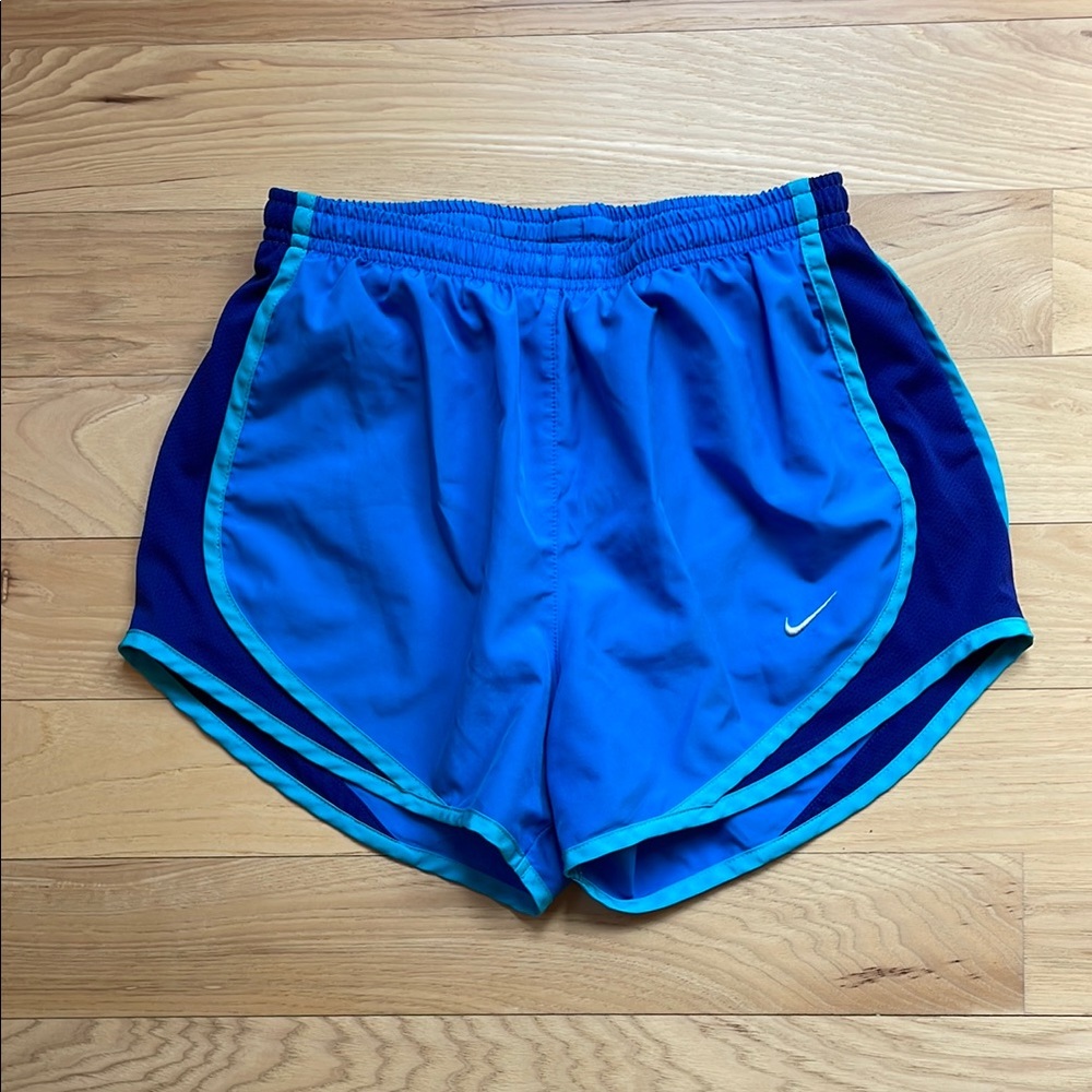 Nike Blue Athletic Shorts with Curved Hem